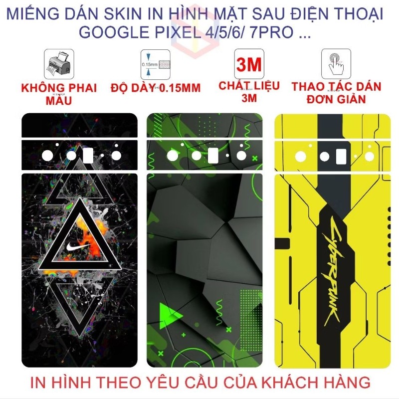 (GG pixel 9/8/7/6/5/4/3/2) Miếng dán Skin (nắp lưng) mặt sau các loại điện thoại  Pixel ilistore
