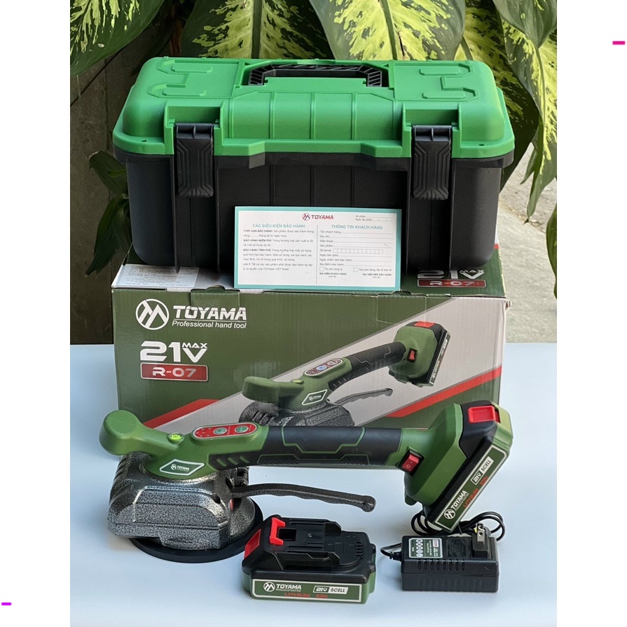 Máy rung lát gạch pin 21V TOYAMA - R-07 (Bộ 2 pin 5 cell) chân pin makita thông dụng _ 5 cấp độ rung _ bảo hành 6 tháng CHÍNH HÃNG