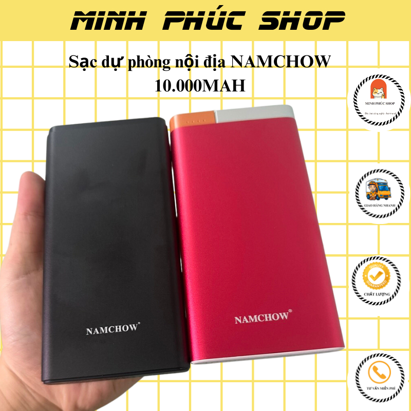 Sạc Dự Phòng 10.000 Mah, Sạc Dự Phòng Chính Hãng Namchow 10.000Mah Siêu Mỏng Siêu Xinh -Minh Phúc Shop