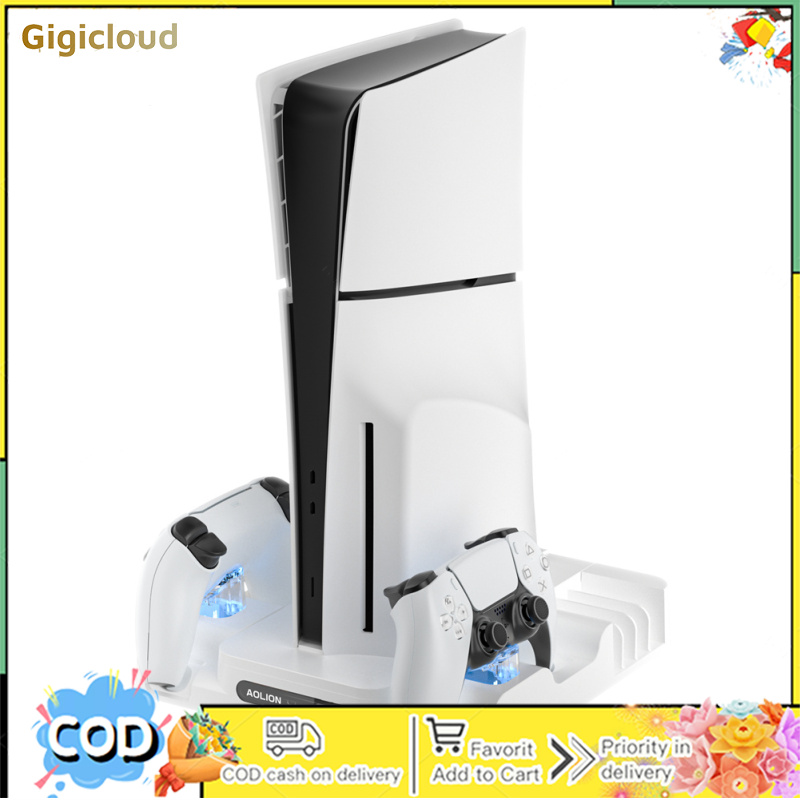 Game Console Stand Cooling Station With Dual Controller Charging Station Game Slots Compatible For PS5 Slim Game Console Accessories ราคา 941 บาท*ส่งฟรี