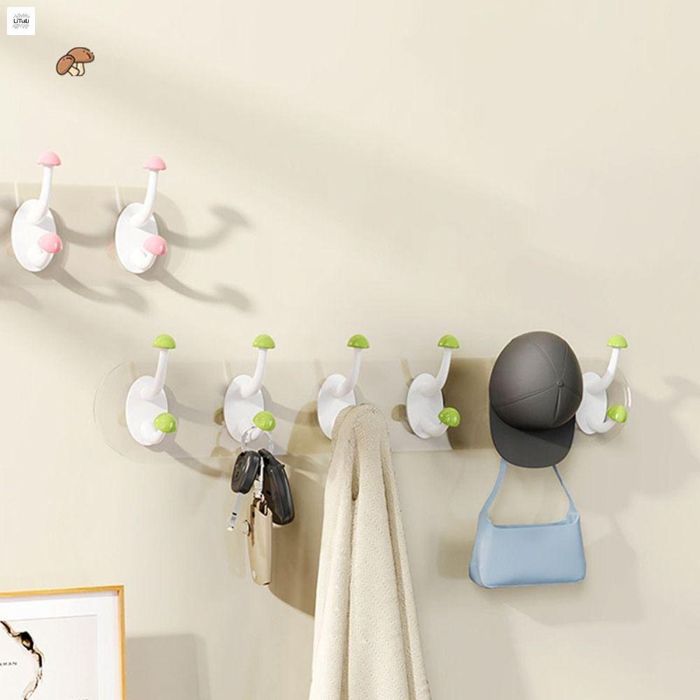 LITUILI Tự dính Móc hình nấm Gắn tường Nhựa Móc treo quần áo Sáng Tạo Không thấm nước Móc dính Cho nhà bếp