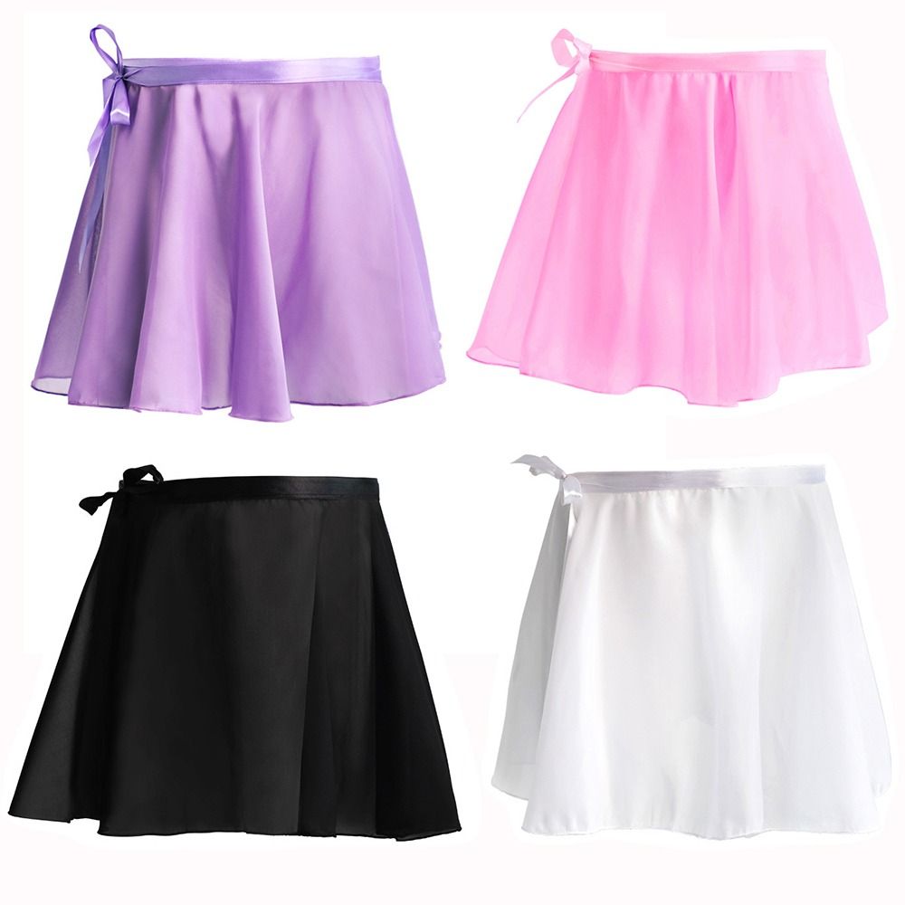 TI9P Dây buộc Váy ballet Màu sắc đồng nhất Vải chiffon Váy nhảy Váy leotard Con cái