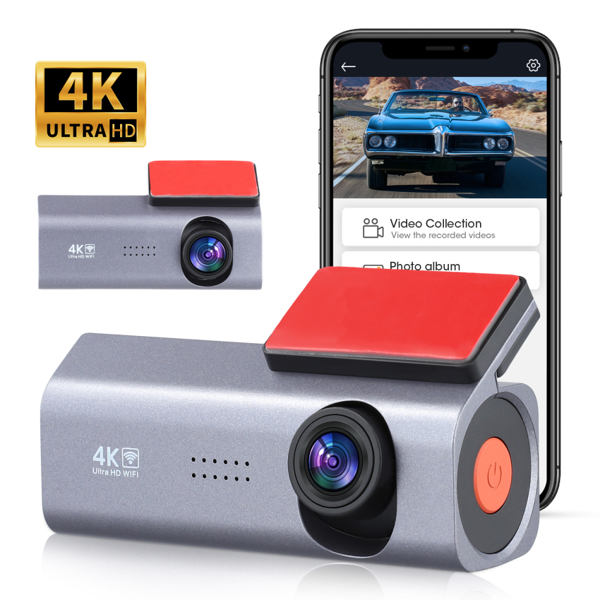 Dash Cam, 4K QHD,Wifi thông minh Camera hành trình cho xe ô tô