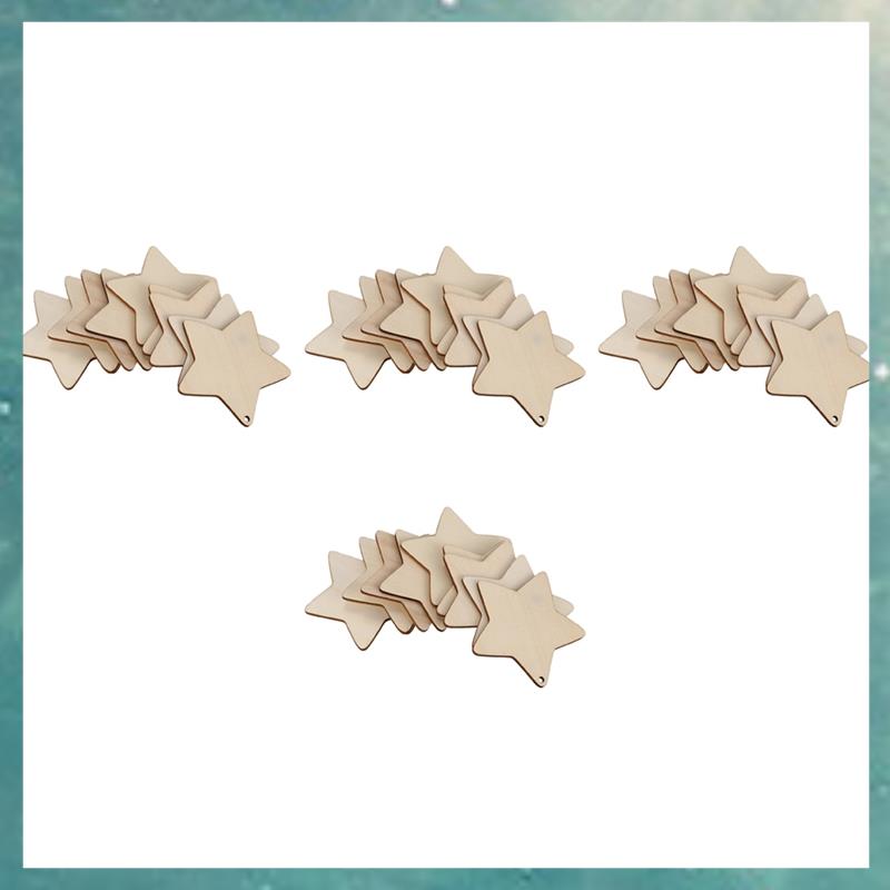 (AJDC) 40 x Wooden Star Shapes, Plain Wood Craft Tags with Hole (10cm)