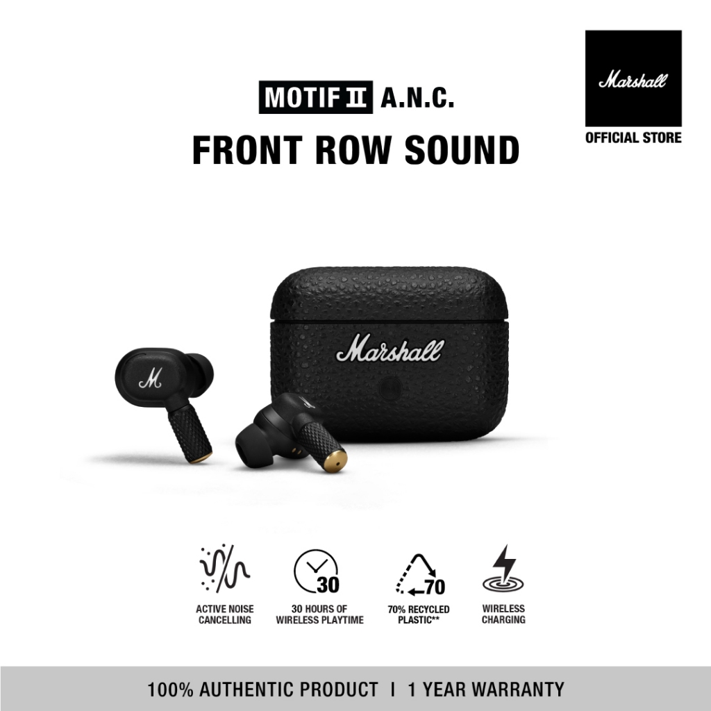 ของแท้**ประกัน 2ปี MARSHALL MOTIF II A.N.C. BLACK - หูฟังตัดเสียงรบกวน, หูฟังบลูทูธไร้สาย, หูฟังบลูทูธ ราคา 7,490 บาท*ส่งฟรี