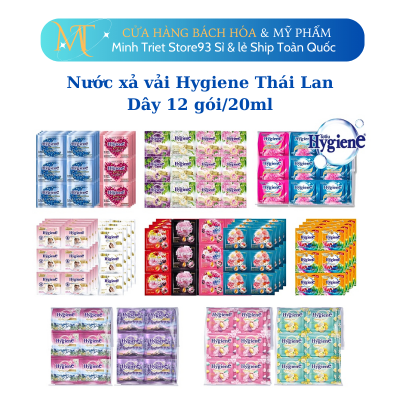 Combo Nước xả vải Hygiene dây 12 gói 20ml Thái Lan