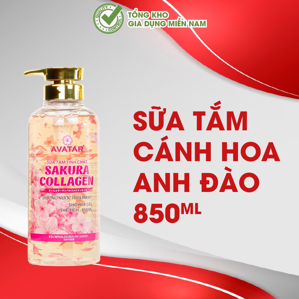 Sữa Tắm Sakura Avatar Tinh Chất Collagen Hương Nước Hoa Pháp Phục Hồi Da , Chống Lão Hóa,  850ml (Hoa Đào)) - avatar