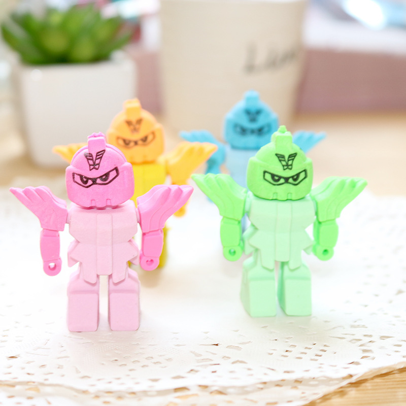 [Document supplies] Cartoon Creative Armor Robot Student Eraser Rubber Student Stationery Rubber Manufacturer Student Prize