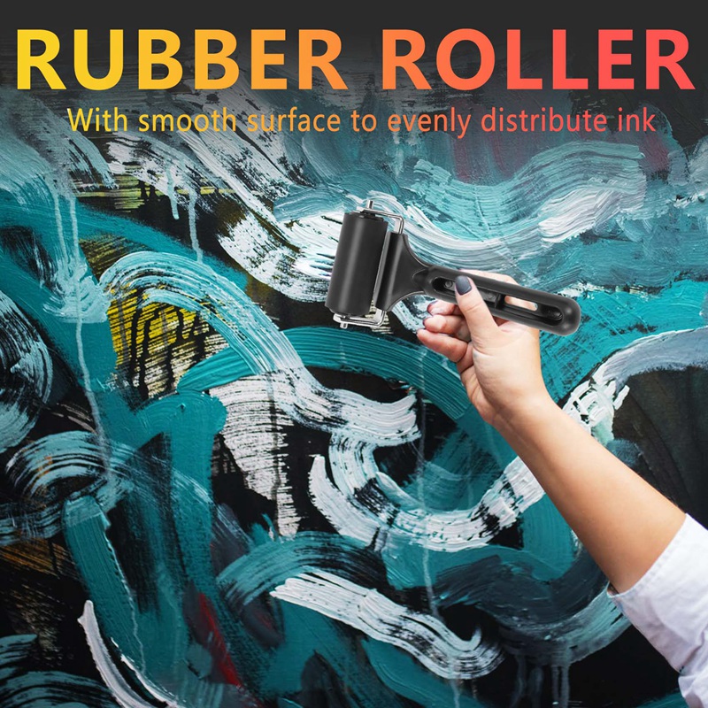 【US1】-Rubber Roller, Set of 2 (6 & 10cm), Ink Brayer Roller perfect for Printmaking, Wallpapers, Block Printing Stamping
