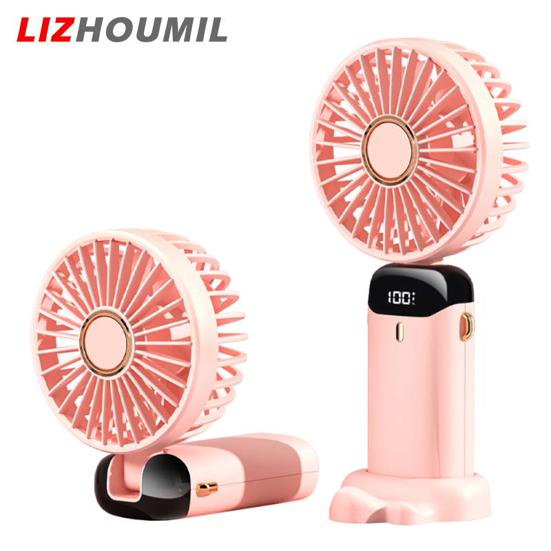 LIZHOUMIL Handheld Small Fan Led Screen Digital Display Usb Portable Folding Aromatherapy Hanging Neck Cooler Fans ราคา 350 บาท*ส่งฟรี