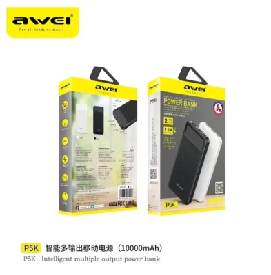 AWEI P5K 10000mAh Mini Portable Dual Usb Polymer Fast Charging Power Bank