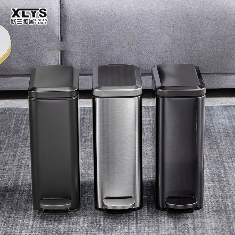 Garbage can living room light luxury kitchen pedal type cleat garbage can household bathroom narrow cleat Stainless steel ราคา 541 บาท*ส่งฟรี