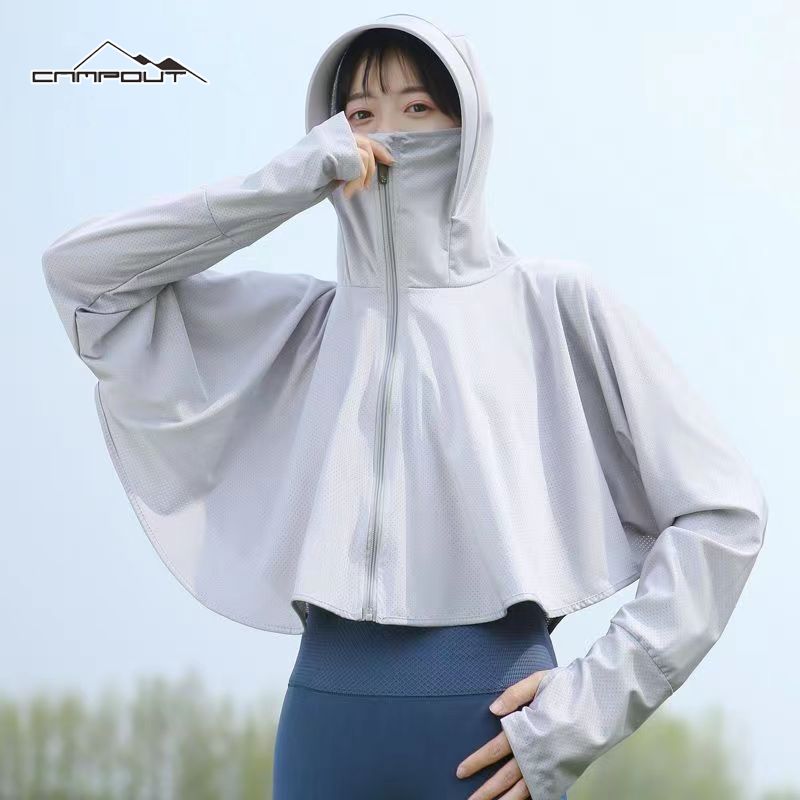 【CAMPOUT】Women's Breathable Sun Protection Clothing, UV Protection Thin Long Sleeve Ice Silk Jacket, Outdoor Cycling Sun Protection Clothing