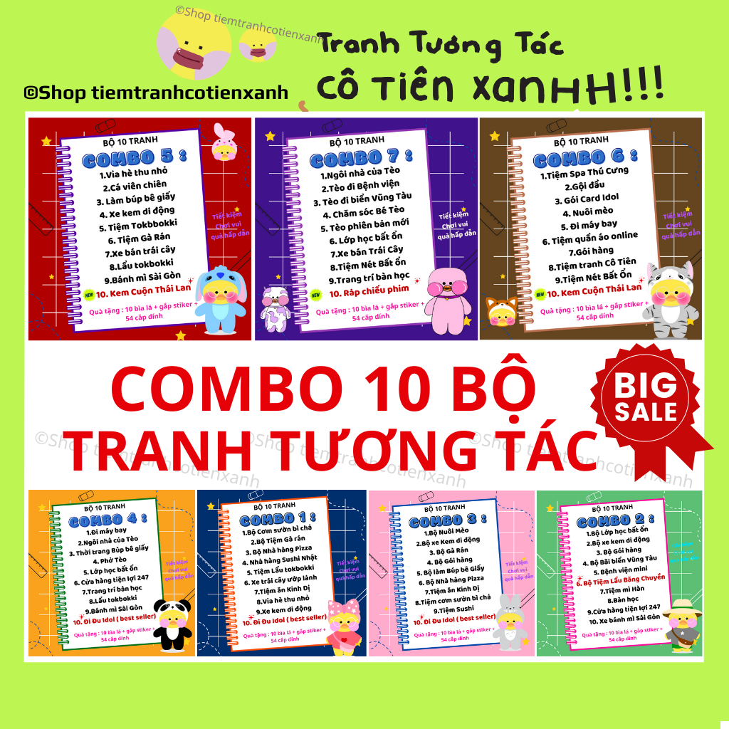 [GIÁ SỈ] COMBO 10 BỘ TRANH CÔ TIÊN XANH, TRANH TƯƠNG TÁC GIÁ RẺ