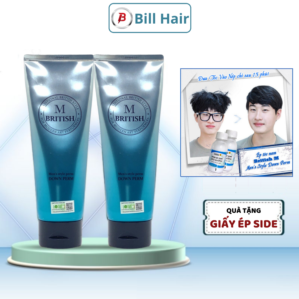 Thuốc ép Side tóc nam BRITISH M Men's Style Down Perm kem ép side tóc nam chuyên nghiệp chai 120g Bill Hair Billhair