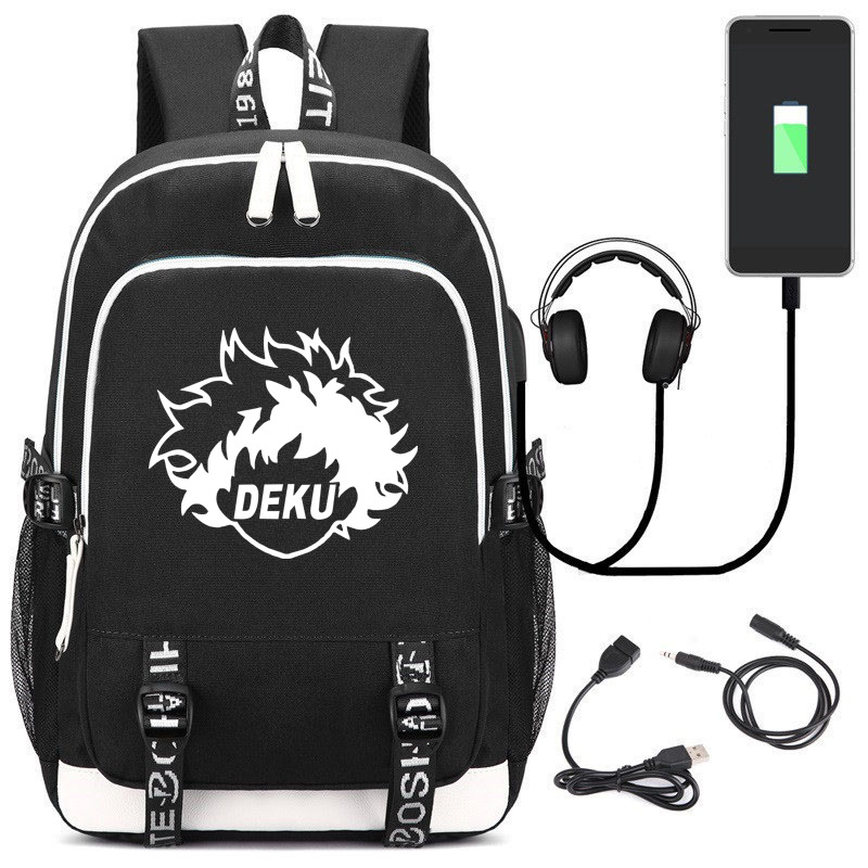 My Hero Academia Midoriya Izuku Peripheral Backpack Usb Rechargeable Schoolbag Student Backpack Computer Bag