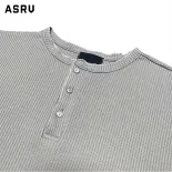 Áo sơ-mi Henley giản dị của nam giới Tay áo dài T-Shirt vừa rộng mặc hàng ngày thoáng khí