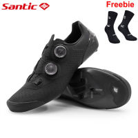 Santic Men Carbon Fiber Road Cycling Shoes Competition Edition Breathable Lightweight Bike Lock Sneakers