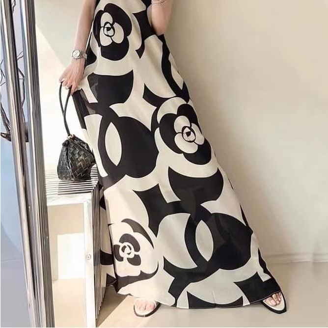 AA18-Váy Hai Dây Hoa Bigsize Lụa Thiết Kế- Kim Hoàng Bigsize