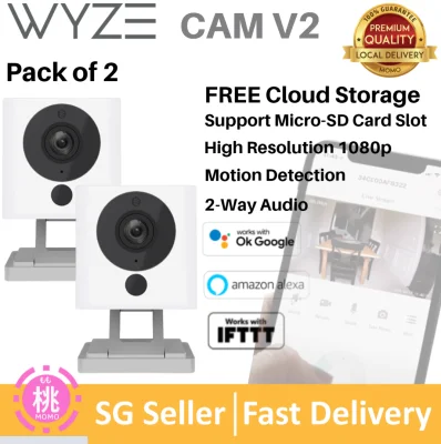 Wyze Cam V2 1080p HD Indoor Smart Home Camera with Night Vision, 2-Way Audio, Works with Alexa & the Google Assistant, White -