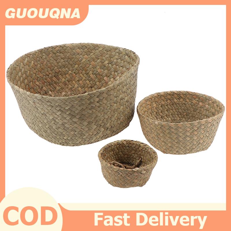 Guouqna Seagrass Wicker Basket Storage Basket Folding Plant Pot Straw Garden Decoration ราคา 31 บาท*ส่งฟรี