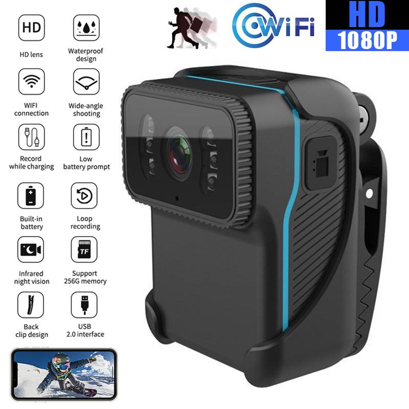 Cs02 1080P HD Xách Tay Cơ Thể Camera hành động Wifi DV Máy Quay Phim ghi lặp lại Thẻ Hỗ trợ TF nhìn trong đêm MP4 Video