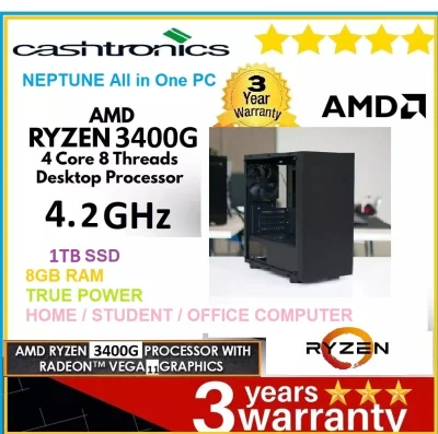NEPTUNE AMD RYZEN 5 ALL IN ONE DESKTOP NEP002, Home/Student/Office Use, 8GB RAM, 1TB SSD, 3 Year Warranty, New Set, Free Keyboard and Mouse, Super Fast Desktop PC