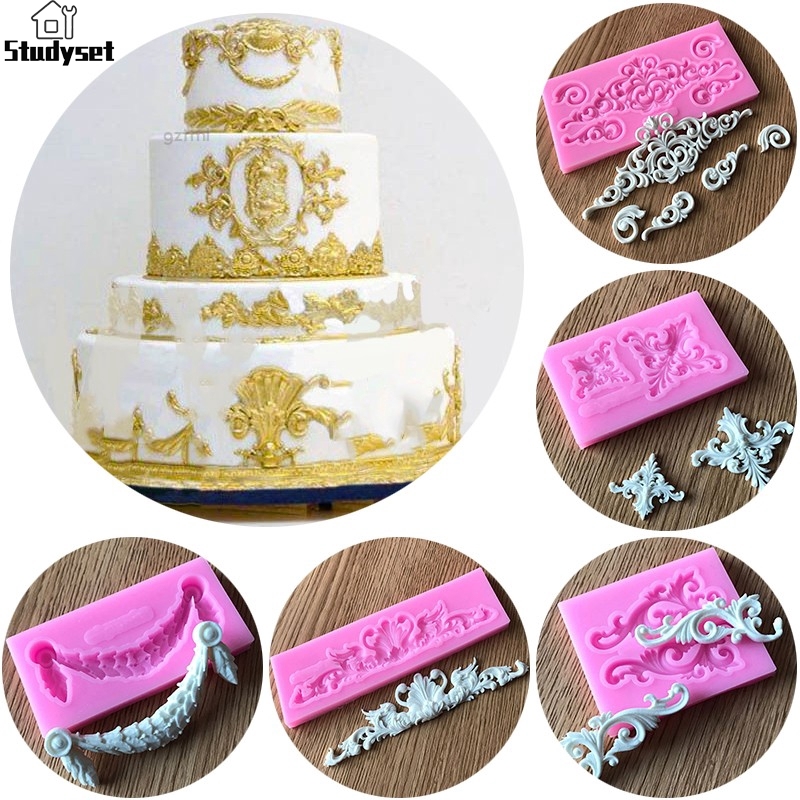 Studyset IN stock Vintage Relief Baroque Silicone Fondant Mould Cake Border Decor Sugar Mold ราคา 29 บาท*ส่งฟรี