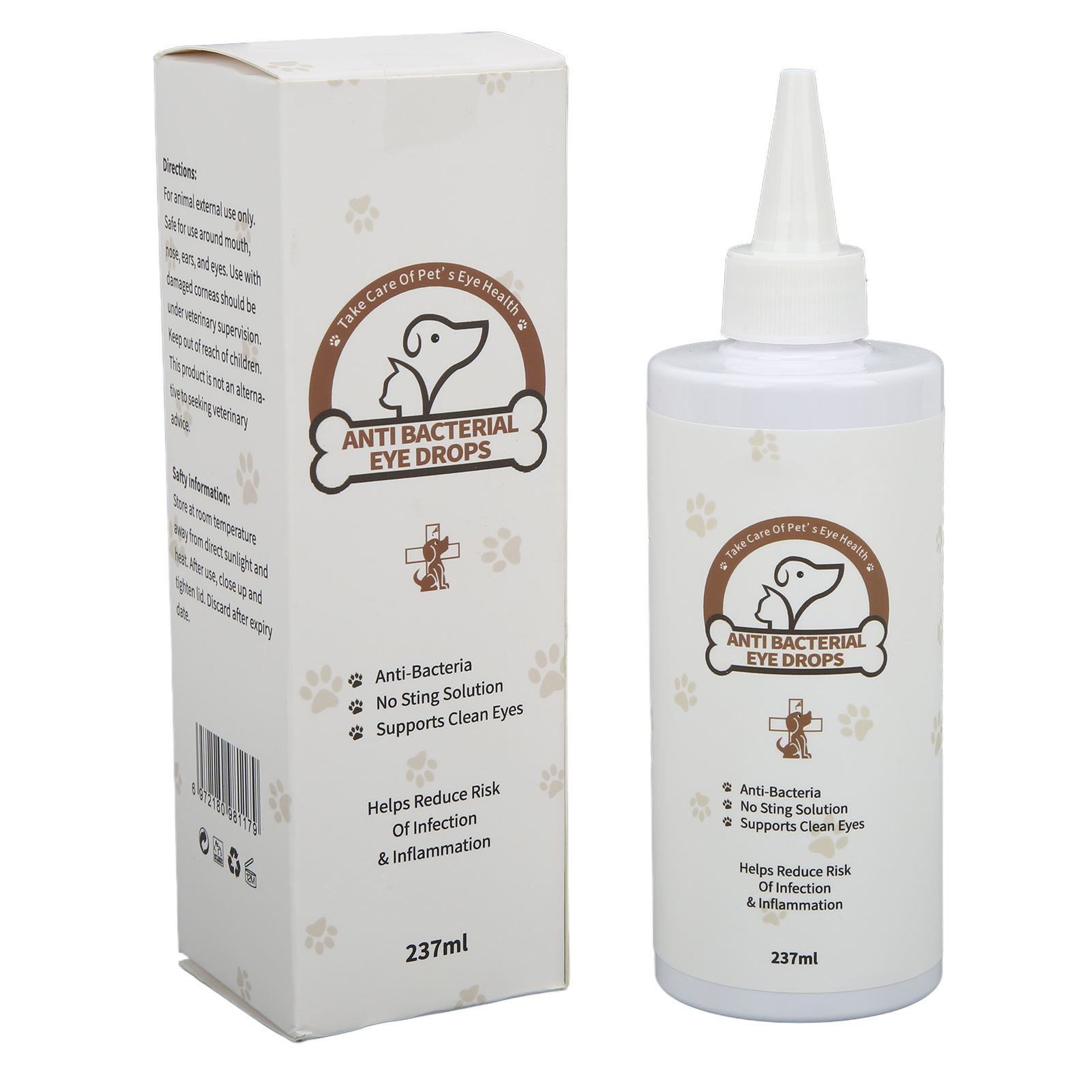 Nước Rửa Mắt Natural Pet Eye Wash Drops - 237ml Giúp Giảm Kích Ứng Mắt, Loại Bỏ Bụi Bẩn, An Toàn Cho Chó Mèo