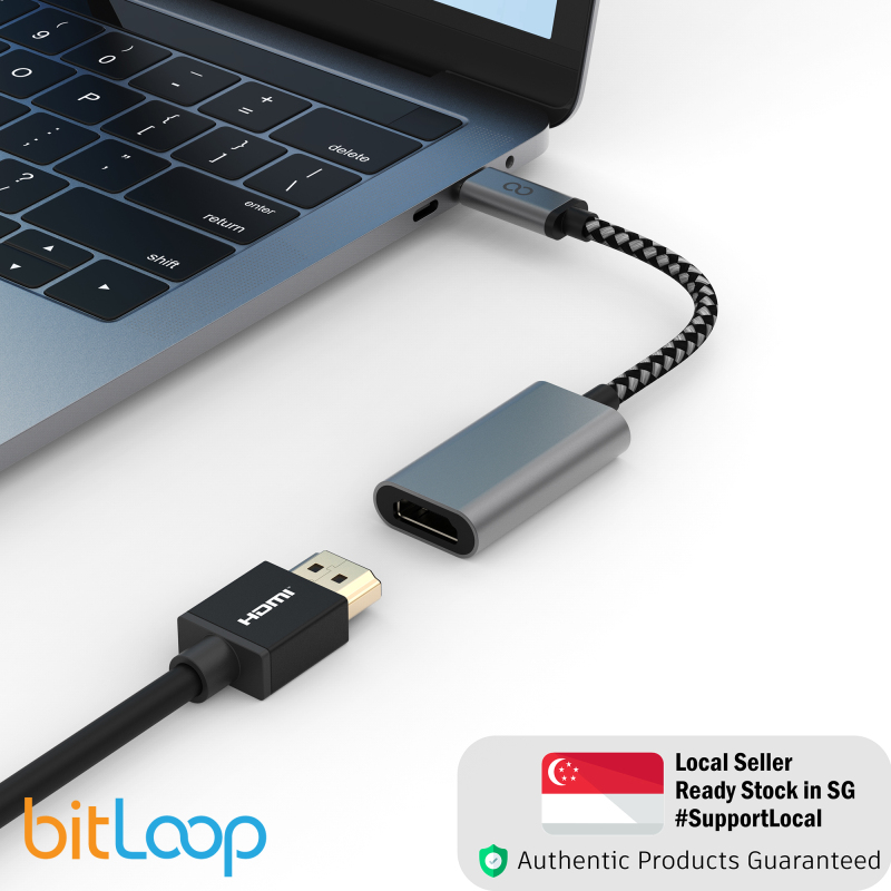 BitLoop USB C to HDMI Adapter - HDMI 4K 30Hz port With Wide Compatibility Type-C Device To External Monitor or TV - Braided Durable Cable - For MacOS, Windows, Android, iOs