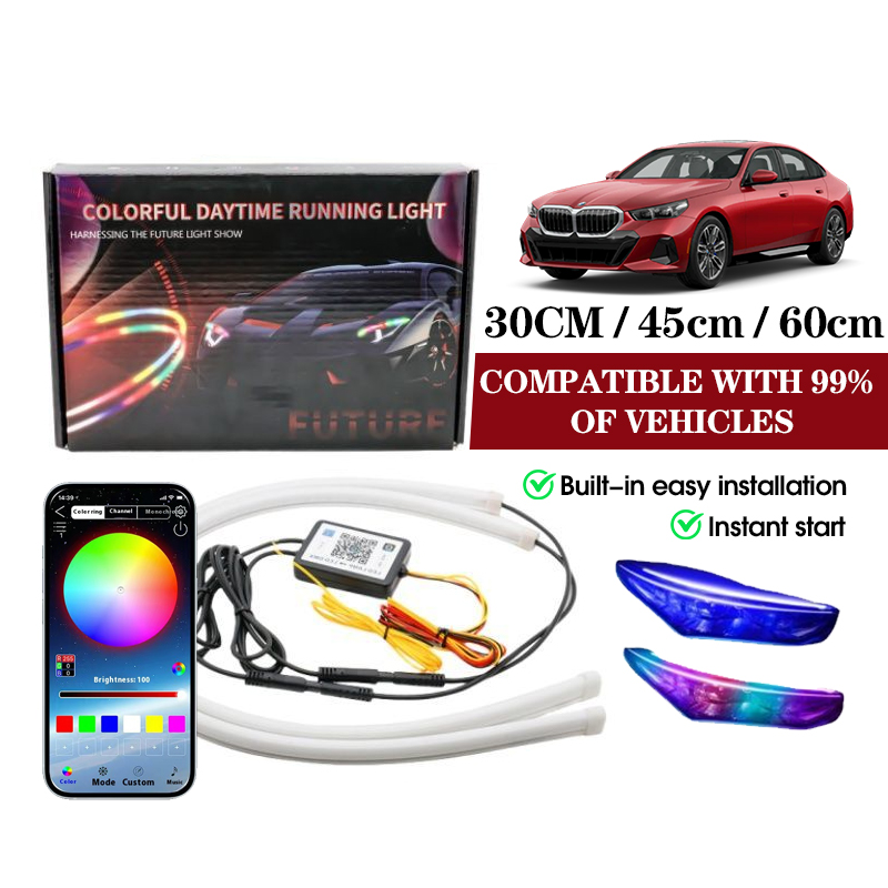 Novsight Lampu LED DRL Alis Flexibel WRGB APP Bluetooth 30 45 60cm Welcome + RGB Matrix Mobil Motor Premium Harga 180,000 rupiah*Gratis Ongkir