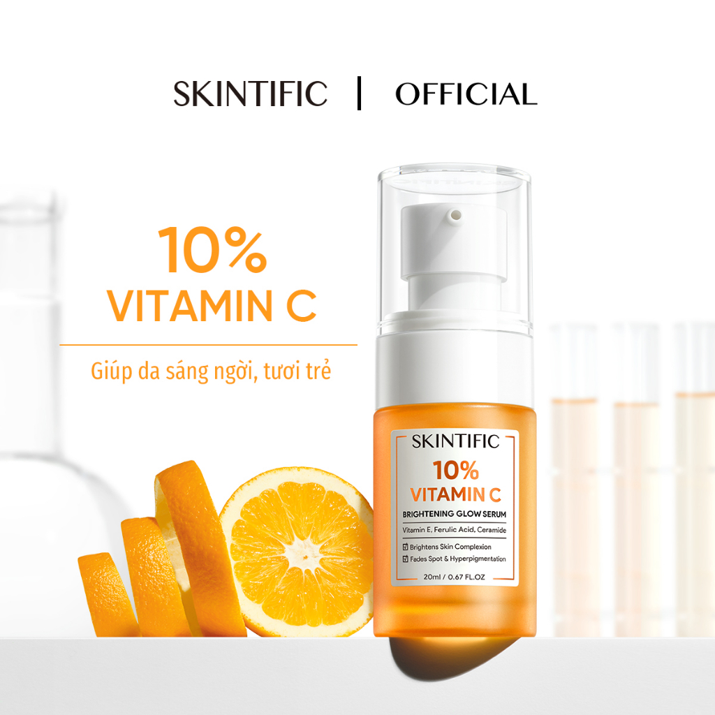 Serum sáng da 10% Vitamin C giúp mờ thâm nám SKINTIFIC 20ml