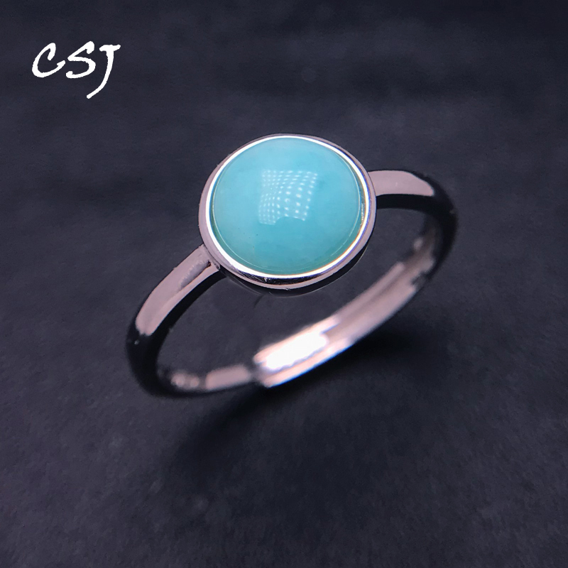 Csj thanh lịch tự nhiên amazonite Vòng 925 Sterling Bạc Đá Quý 8 mét cho phụ nữ Lady tiệc sinh nhật đồ trang sức quà tặng