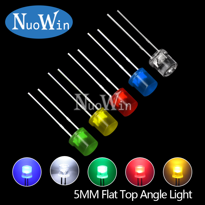 【Must-Have Accessories】 100pcs/Lot 5MM Flat Top LED F5 White Red Blue Green Assorted Kit Lamp Ultra Bright Bulbs Emitting Diode