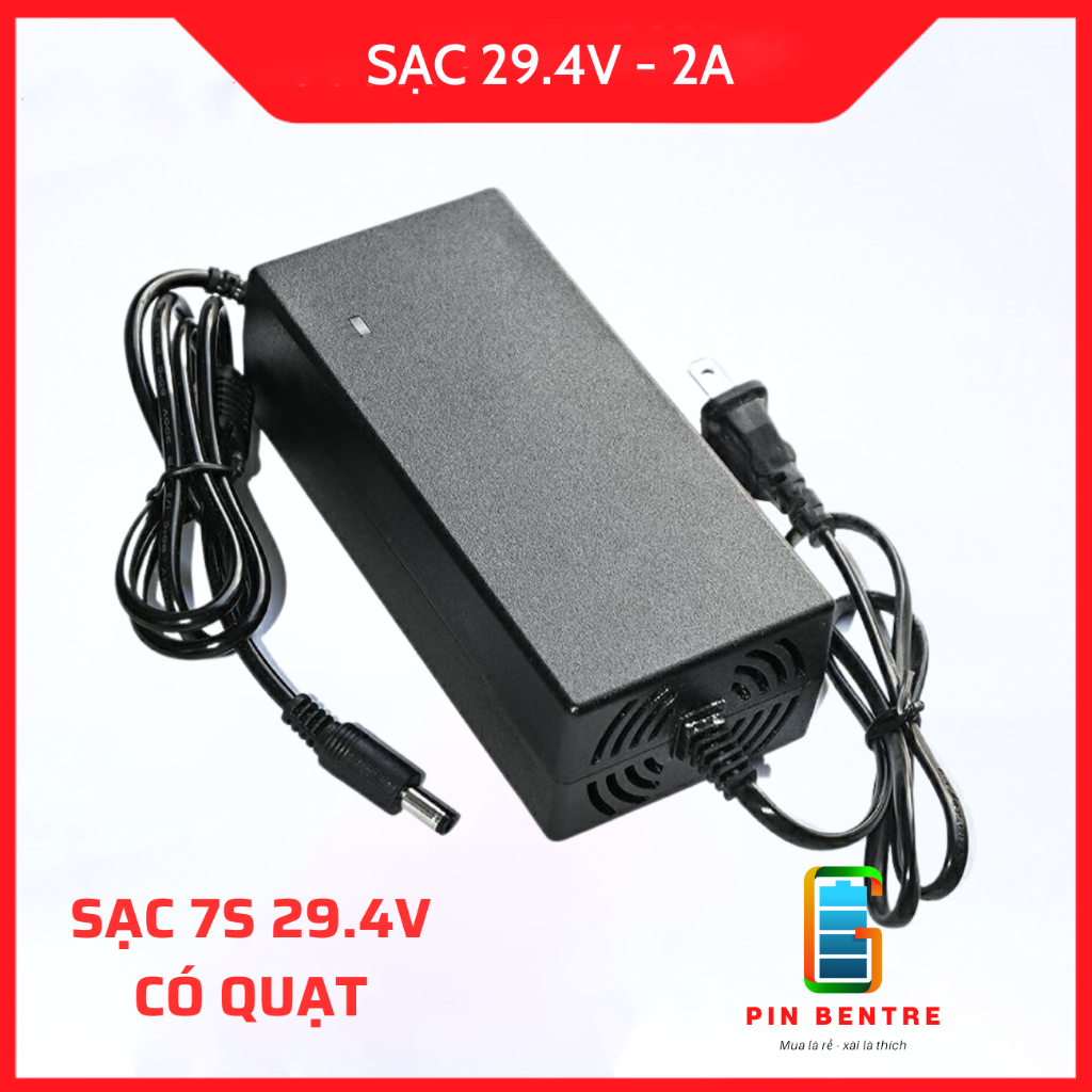 Sạc 7s pin li-ion 29.4v - 2a có quạt tản nhiệt và đèn báo pin đầy