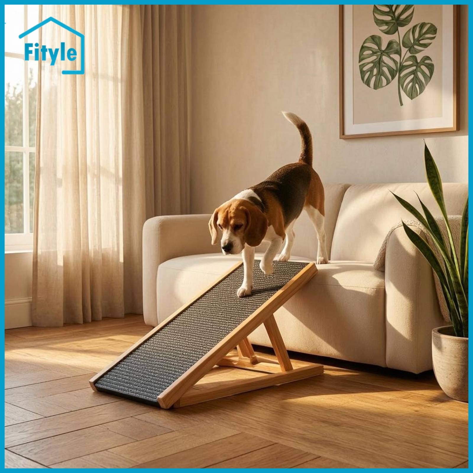 Fityle Foldable Folding Pet Ramp Ribbed Surface Wooden Pet Ramp Natural Wood Climbing Aid Hinged Support for Sofa ราคา 2,343 บาท*ส่งฟรี