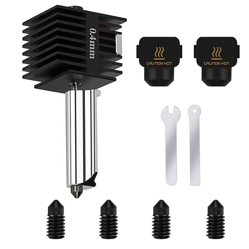 【Latest model】Upgrade A1/A1 Mini 0.4mm Hotend Kit, with Extra 2pcs Silicone Sock, 1pcs Extra 0.2mm, 0.4mm, 0.6mm, 0.8mm Nozzle