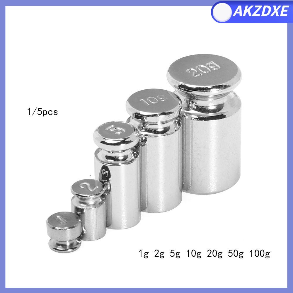 AKZDXE 1/5pcs Chất lượng cao 1g / 2g / 5g / 10g / 20g / 50g / 100g Gam Đo trọng lượng Cân nặng Bộ trọng lượng quy mô Bộ hiệu chuẩn chính xác Mạ Chrome