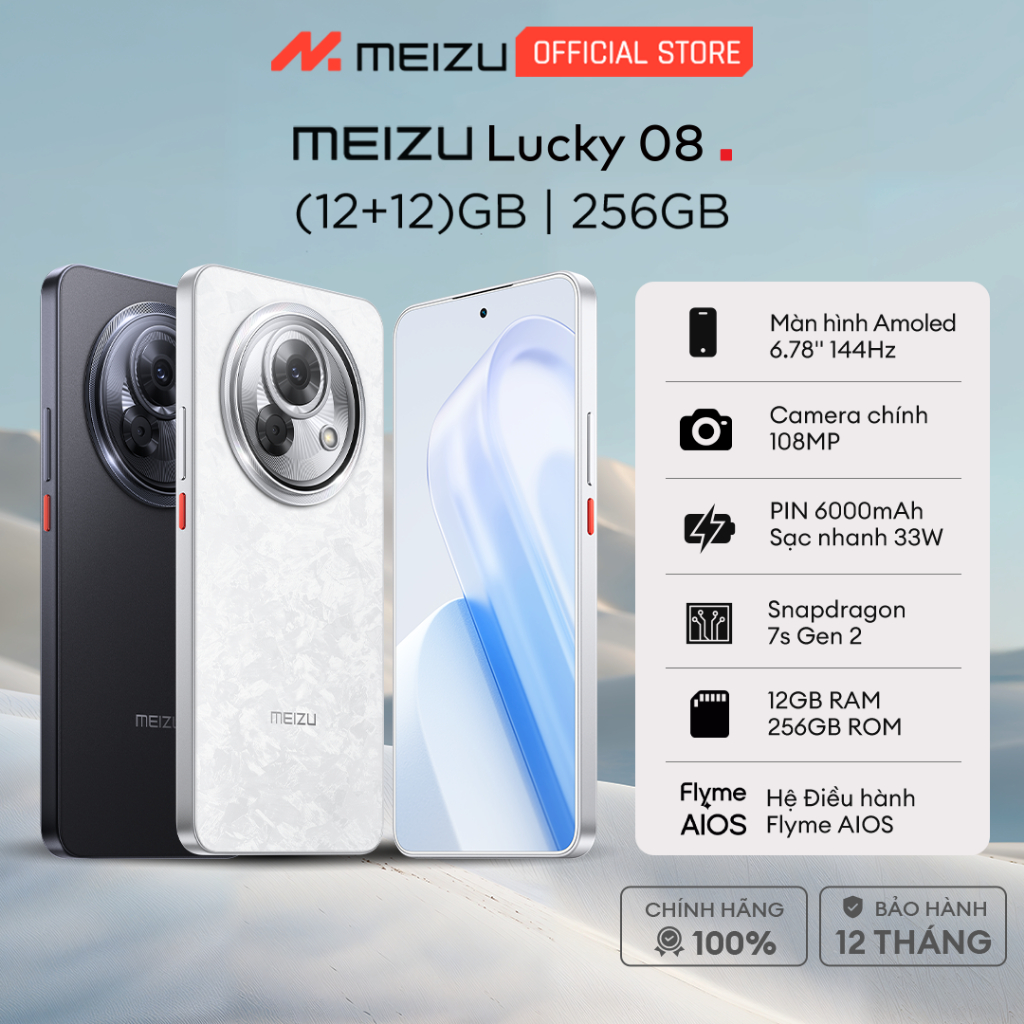 Điện Thoại Meizu Lucky 08 | Màn Hình LTPO Amoled 6.78" 144Hz | Snapdragon 7s Gen 2 | Pin 6000mAh Sạc 33W | Chính Hãng Giá  6,290,000 Đồng*Miễn phí vận chuyển
