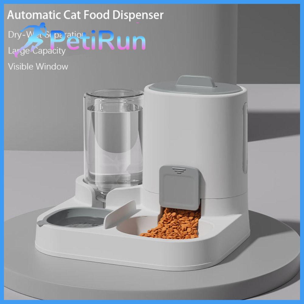 PETIRUN Nhựa Hộp đựng thức ăn cho mèo tự động Dung tích lớn Tách khô-ướt Hộp đựng thức ăn cho thú cưng Đế vững chắc Nguyên lý siphon Bát uống nước cho mèo Mèo