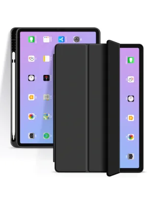 iPad 5 5th | 6 6th Gen 9.7 inch / 7 7th Gen | 8 8th Gen 10.2 inch / Air | Air 2 / Air 3 3rd | Pro 10.5 inch / Air 4 4th 10.9 inch | Pro 11 inch 1st Gen Tablet Cover - Magnetic Premium Smooth Leather Soft Opaque Back with Apple Pencil Slot Case Casing