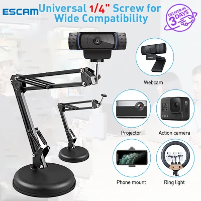 【Ready Stock】ESCAM Extendable Suspension Camera Webcam Holder Stand Mount for Logitech Pro C922 Stream Webcam,tripod for webcam,logitech webcam stand mount,webcam tripod,webcam holder base