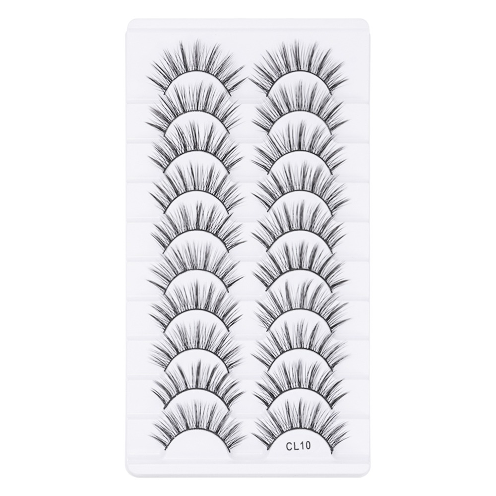 FWFHTP 10 Pairs Dải toàn bộ Lông mi giả Natrual Long Không độc hại Lông mi giả lông chồn 3D Thời trang nữ Thủ công Dụng cụ trang điểm mắt Nối mi - 8