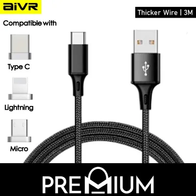 AIVR 3M Thicker Wire 3A Fast charging Cable Compatible with phone Lightning USB iPhone 13 12 Pro Max Mini NEW SE 2020 2nd Gen 11 Xs Max XR Xs X 8 8 Plus 7 Plus iPad Micro USB Samsung Type C