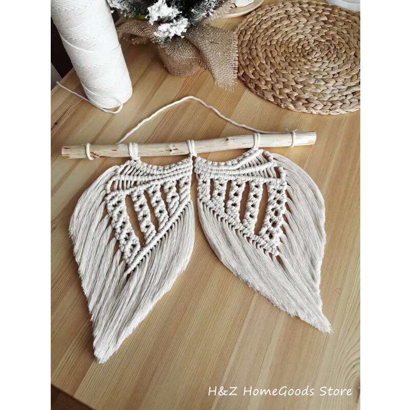 【】 Macrame Angel Wings Wall Hanging Boho Woven Tapestry Aesthetic Handmade Valentine's Hygge Room Decor Scandinavian Design