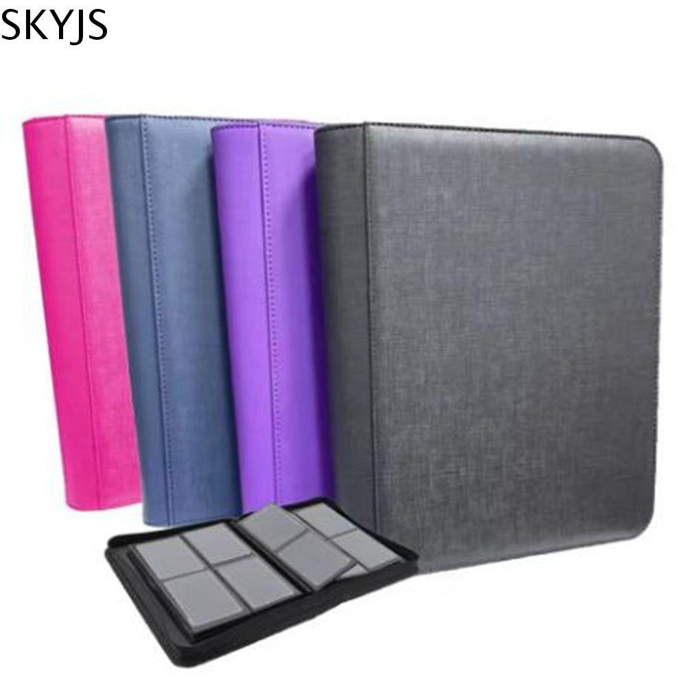 SKYJS 4 túi Sổ bìa Toploader PU 112 máy giặt cửa trên Album Toploader Hộp đựng thẻ Chống bụi Album thẻ trò chơi Dành cho thẻ giao dịch