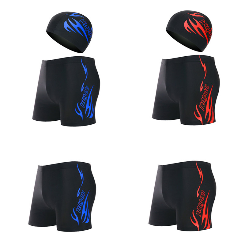 Quần Bơi Nam Người Lớn Nhanh Khô Rộng Rãi Cỡ Lớn Ngọn Lửa Boxer Bơi Quần Đùi Có Mũ Bơi Hai Mảnh Bán Buôn Nhà Máy