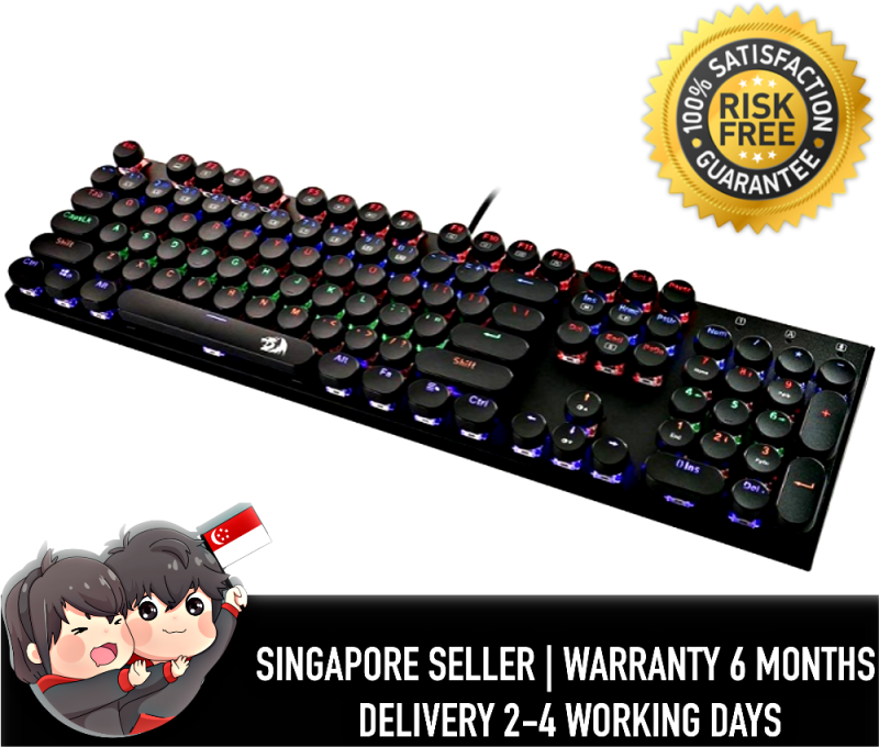 Redragon K350S Retro Mechanical Keyboard, Rainbow Backlit Illuminated PC Gaming Keyboard 104 Key, Blue Switches (US layout) Singapore