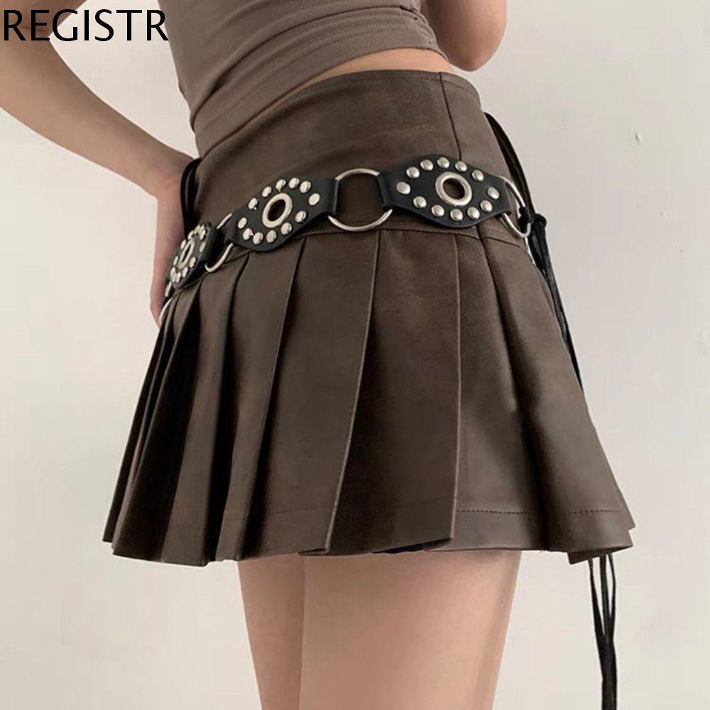 REGISTR Phong cách Hàn Quốc Thắt lưng rỗng Y2K Trang trí quần jean Trang trí quần Dây thắt lưng PU Thanh lịch Phụ Kiện Váy Thắt lưng vòng nối Trang trí váy