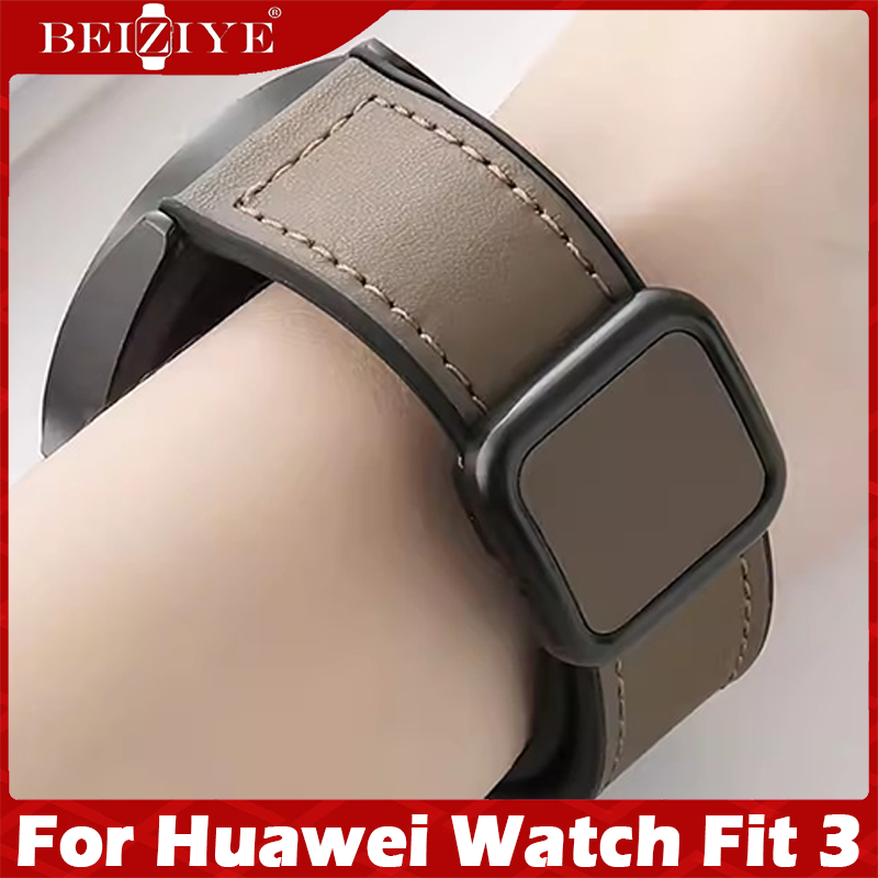 Dành cho Huawei Watch Fit 3 Dây đeo bằng da Dây đeo khóa từ tính Dây đeo đồng hồ nghệ thuật Fit3